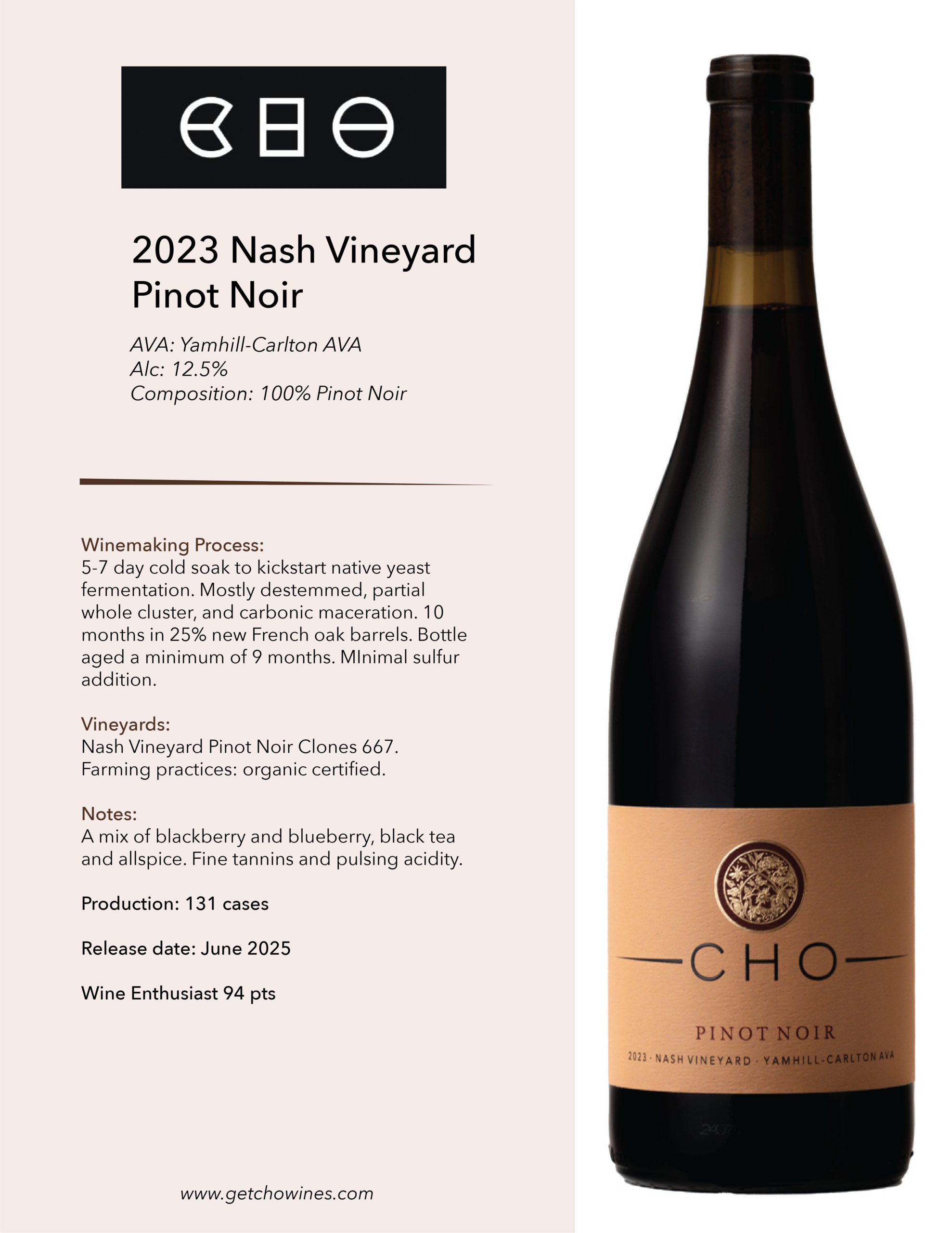 2023 Nash Pinot Noir Tech Sheet